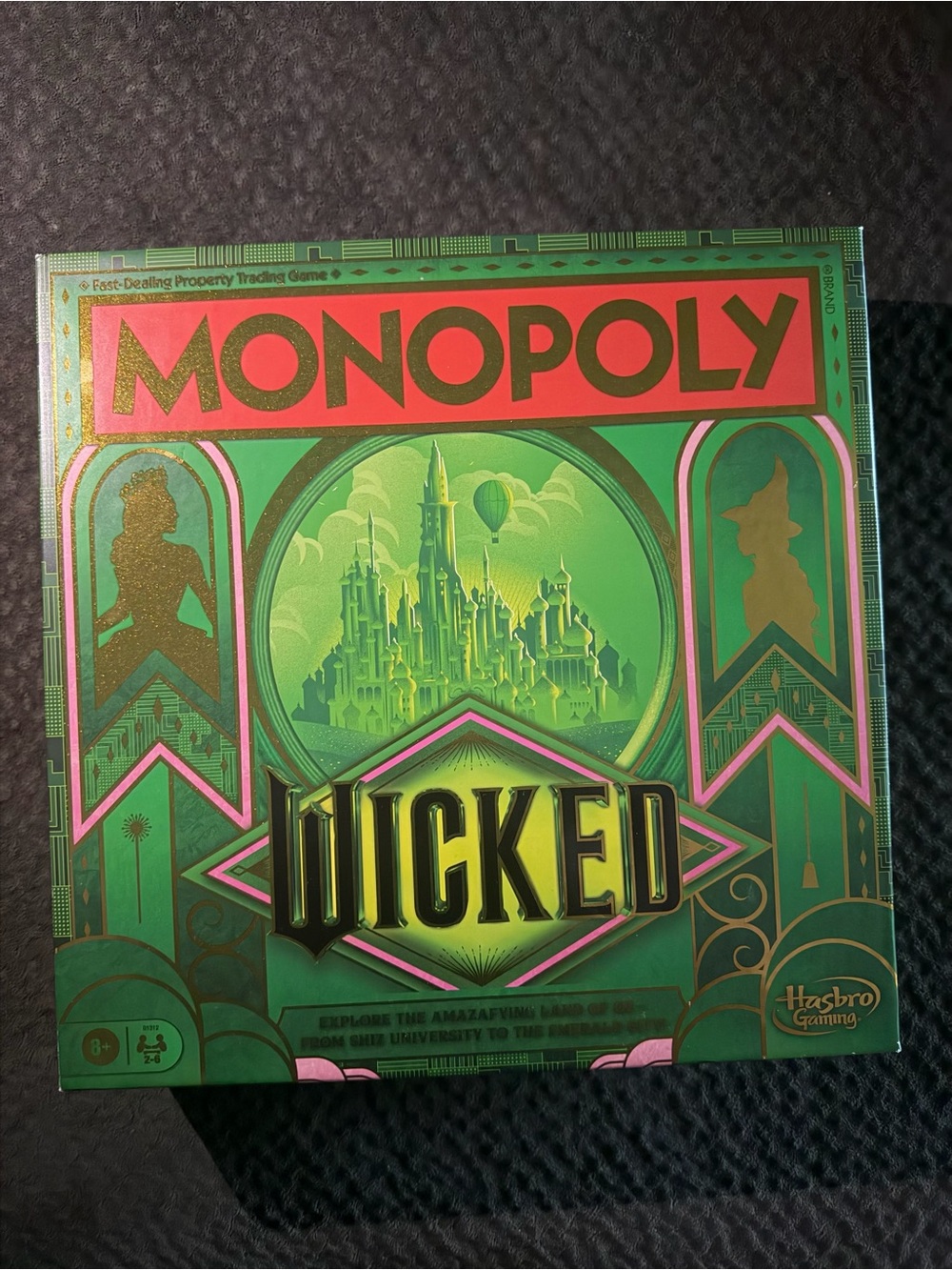 WICKED Hasbro Monopoly Wicked Board Game – Green, Pink, Gold